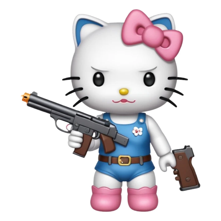 Hello kitty whit a gun  sticker