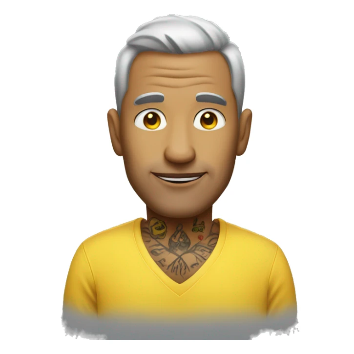 mature man in yellow shirt with face tattoos  sticker