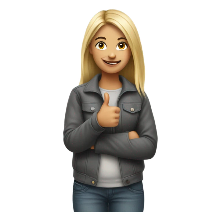 realistic portrait of girl thumbs up sticker