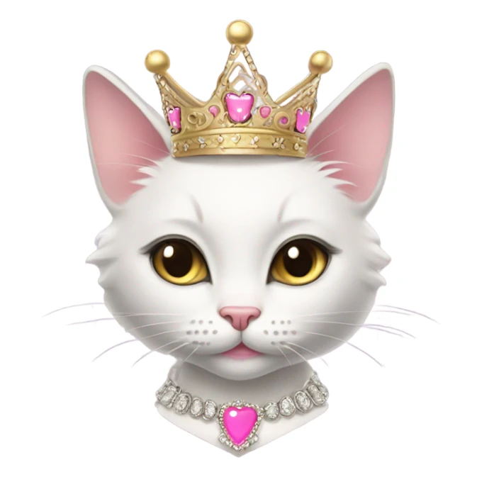 fancy kitty with pink lipstick, big eyelashes, and a princess crown  sticker