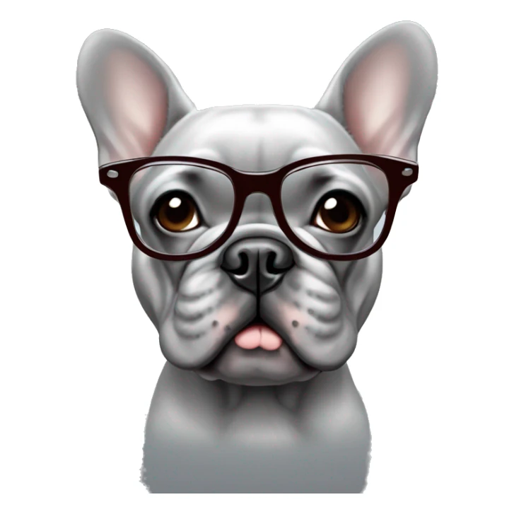 Gray french bulldog with glasses sticker