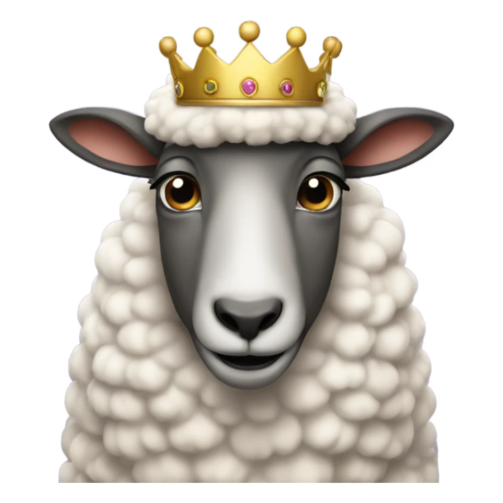 sheep in a prince outfit wearing a crown looking at the camera sticker