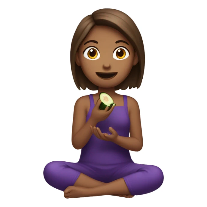 Brown hair Girl eating eggplant sticker