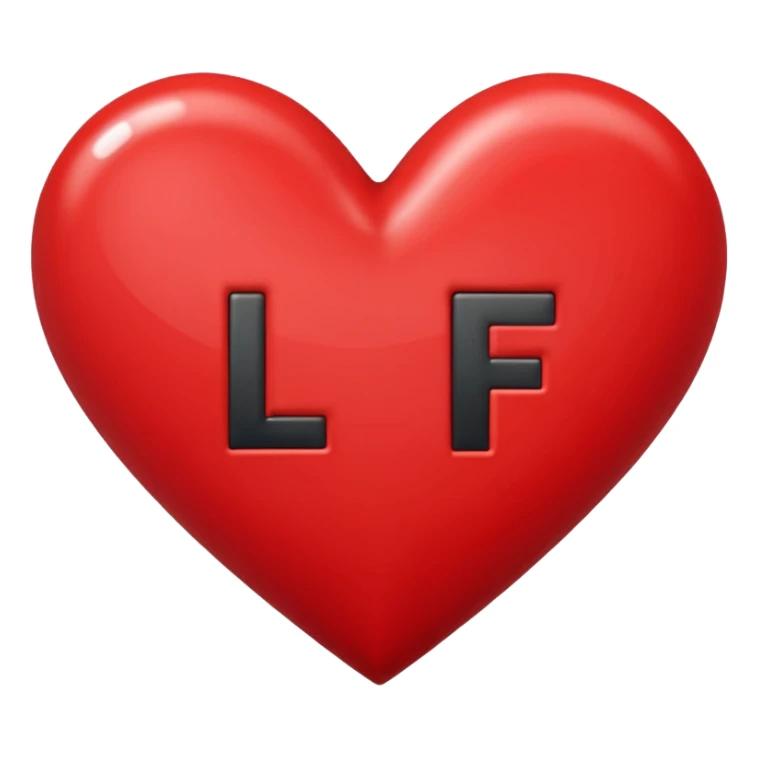 The letters l + f in a heart sticker