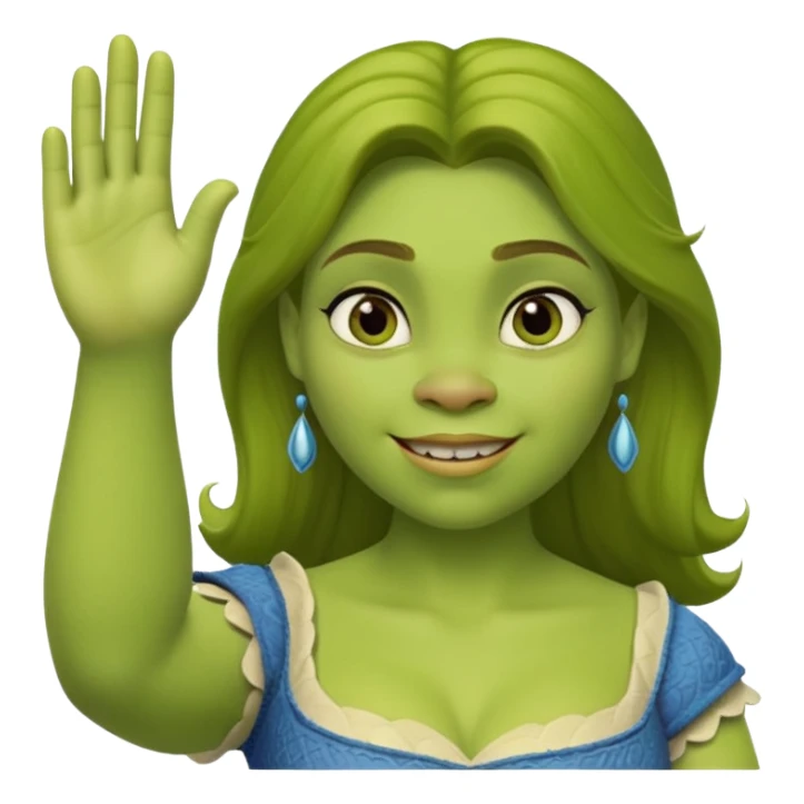 Fiona from Shrek, green ogre girl, waving sticker