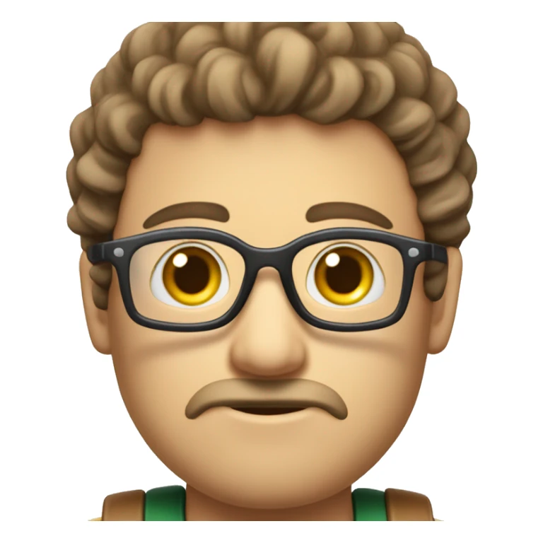 Cra um emoji velo com cabelo branco testa um pouco careca braco de oculos sticker