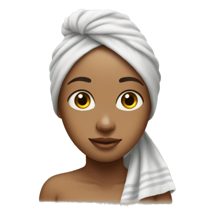 realistic girl with towel on her head after showering sticker