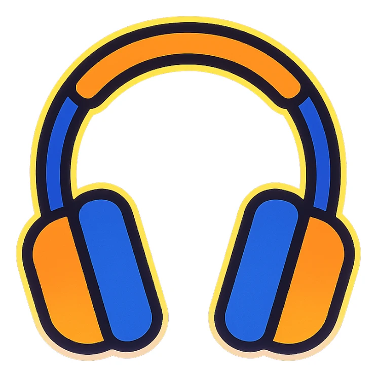 headphones with glowing neon effect, vibrant colors, glowing outline on dark background sticker