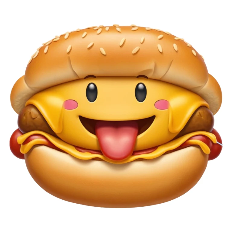 Smile emoji with hotdog and drool in mouth sticker