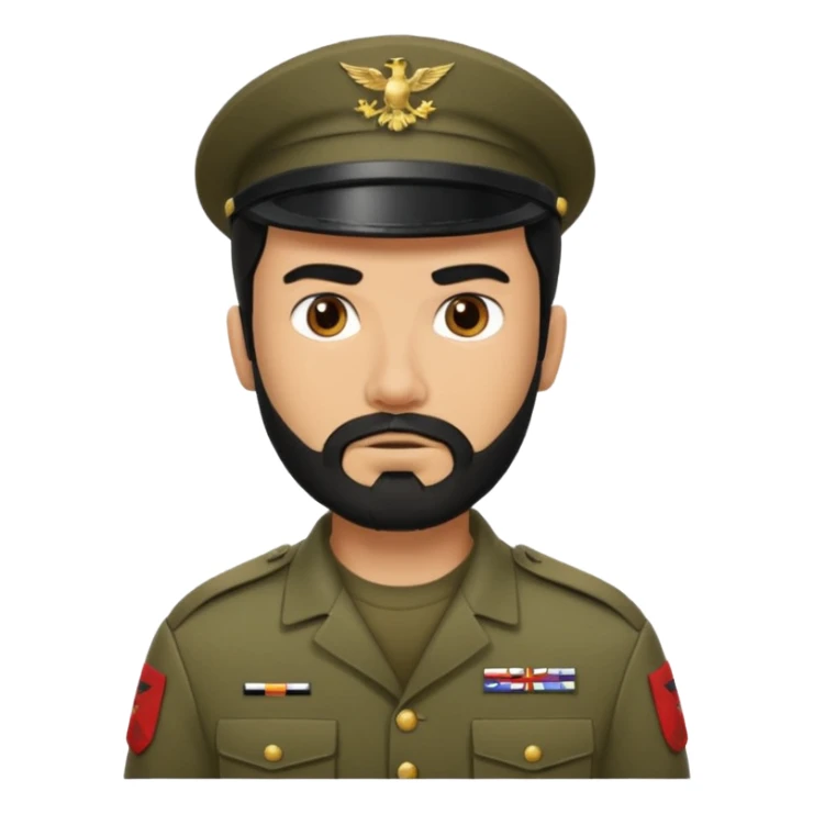 male soldier black hair and beard tyle sticker
