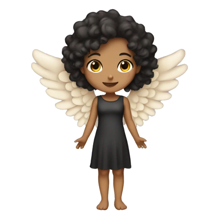 tan angel girl with black curls, pretty, wings sticker