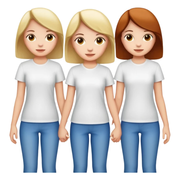 3 girls holding hand wearing white shirt sticker