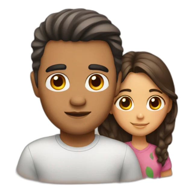 latino man and girl with brown hair sticker