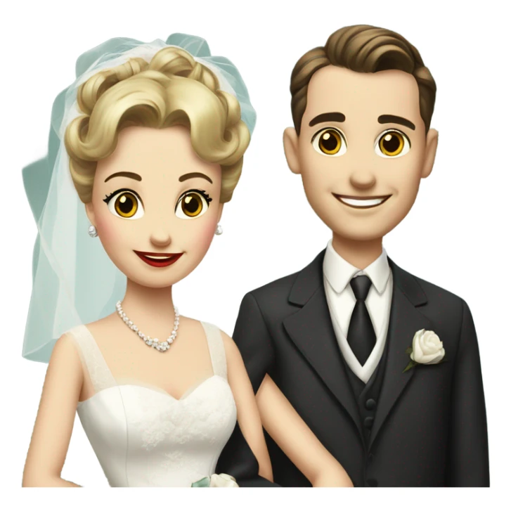 realsitc 1950's Bride & Groom sticker