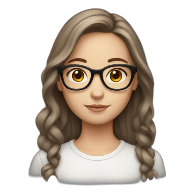 Young white girl with middle brown hair and glasses sticker
