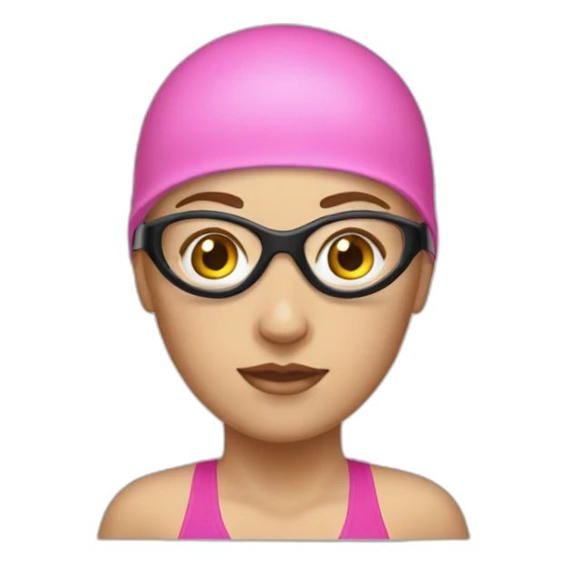 white woman pink swim cap goggles sticker