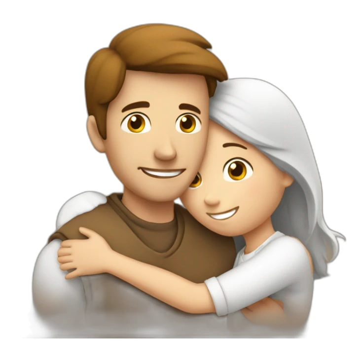A man in white colour hugging a girl in brown  sticker