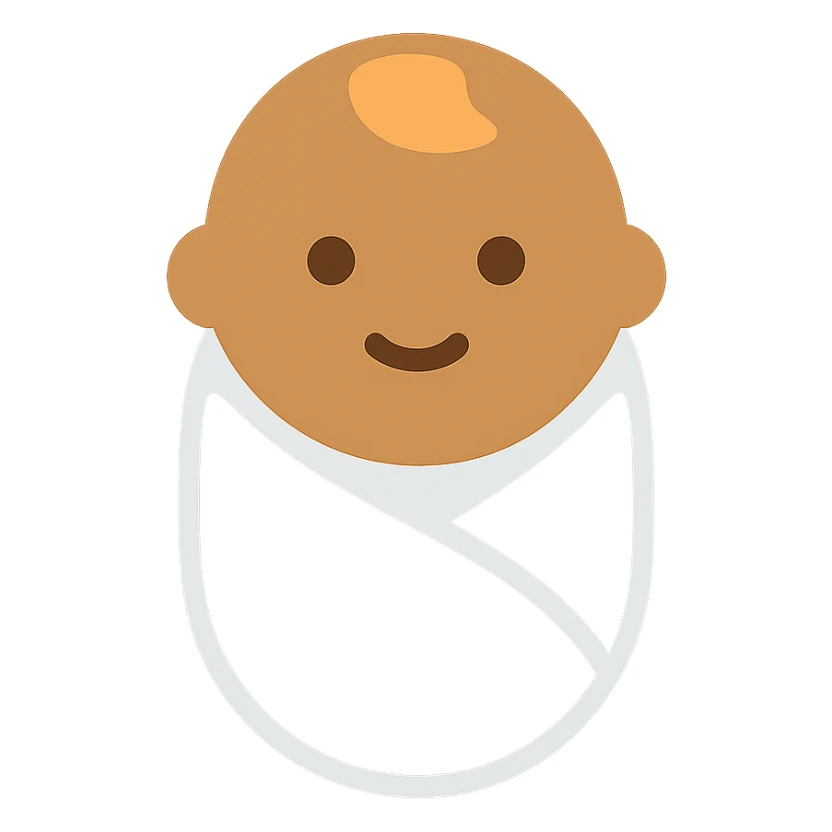 tanned baby wrapped in a white swaddle blanket color icon sticker