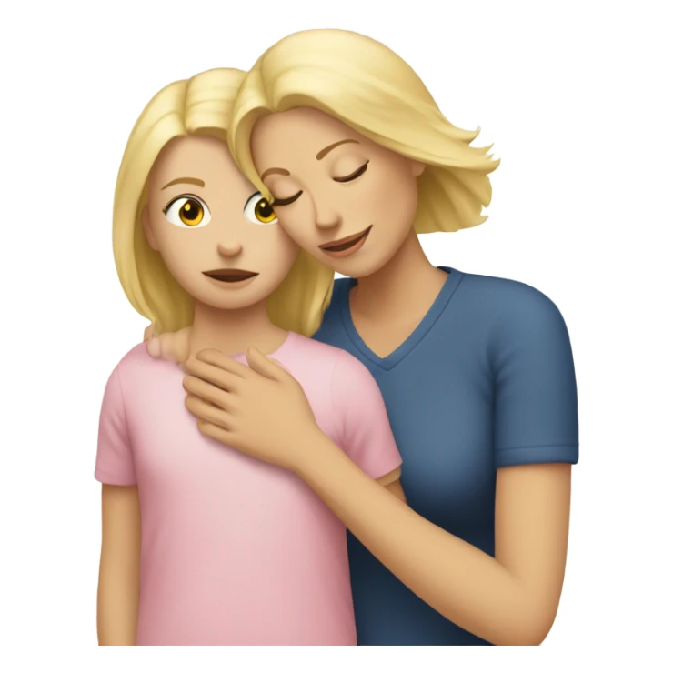 Blonde Mother huggings with a girl sticker