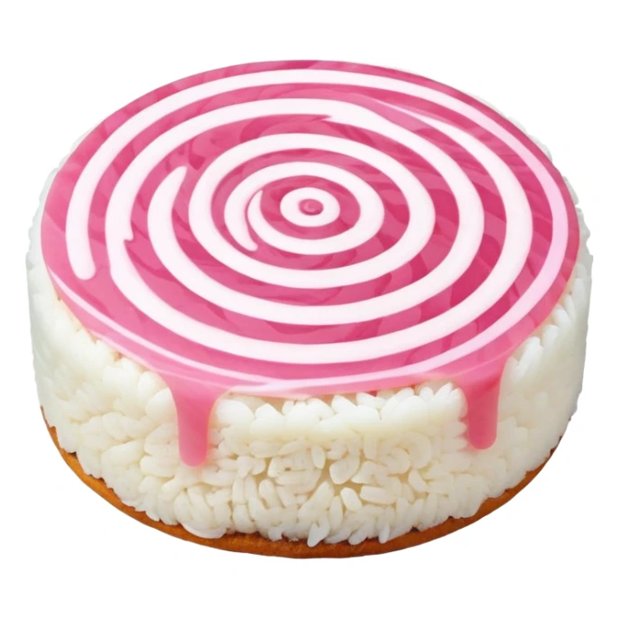 fish cake with pink swirl, white base with pink spiral pattern, narutomaki, Japanese food sticker