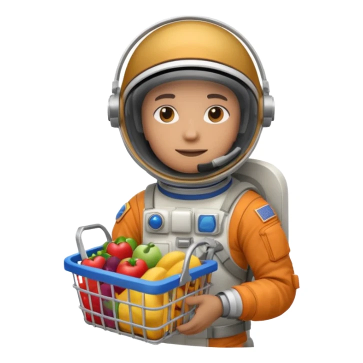 astronauta con canasta para hacer compras vacía sticker