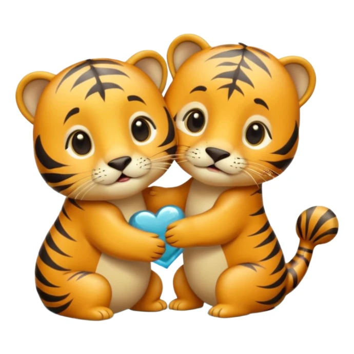 tiger and little sea lion in love sticker