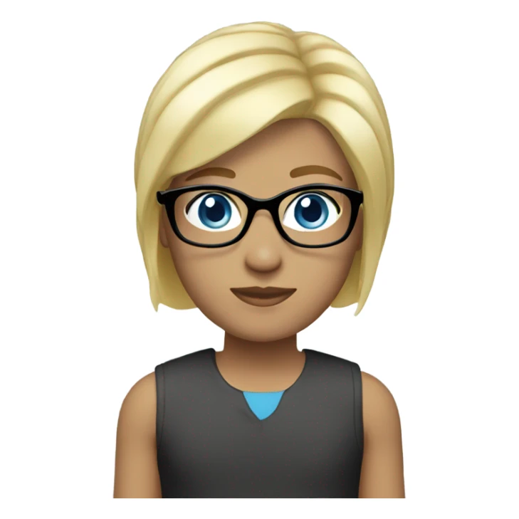 blonde short straight hair blue eyes glasses sticker