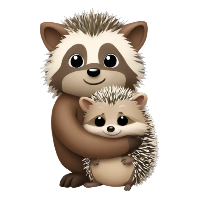 Hedgehog and raccoon hugging sticker
