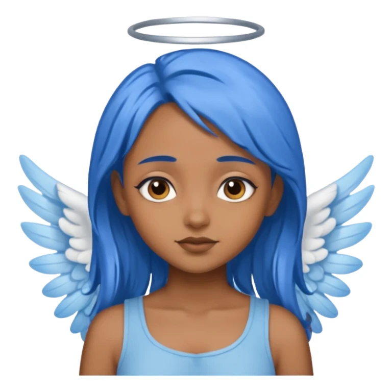 brown girl ,blue hair,  angel sticker
