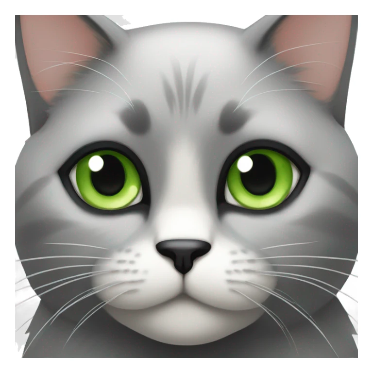 A black cat with green eyes with a black face, little white chin, with a white breast and white paws sticker