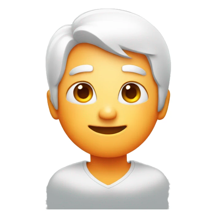 orange smiley face with white hair and blue eyes sticker