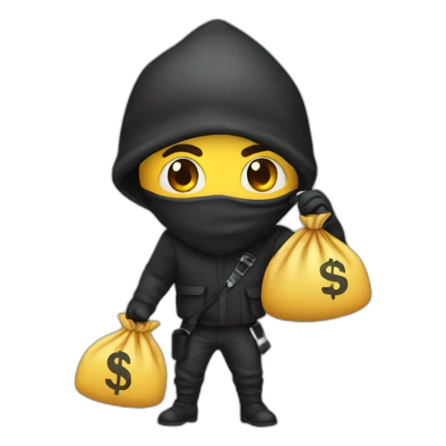 Thief with bag of money sticker