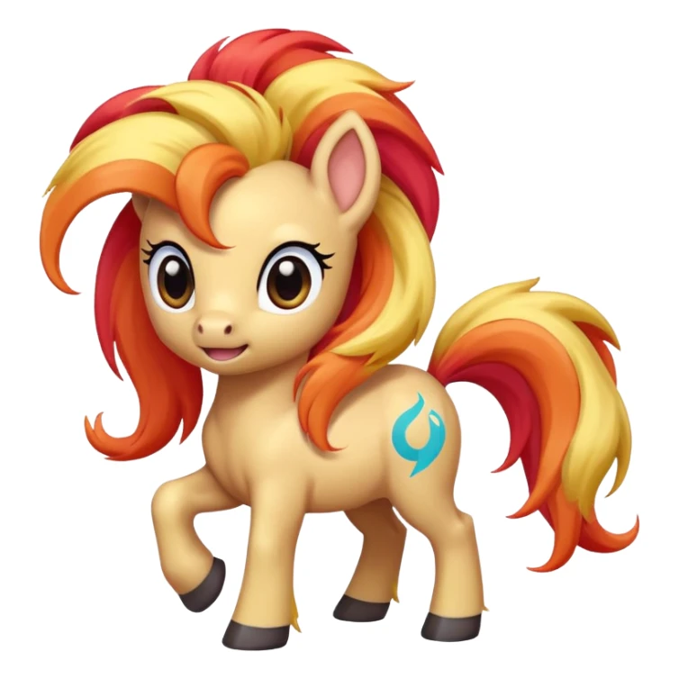 cute pony styled as a Pokémon, big expressive eyes, colorful mane, playful pose sticker