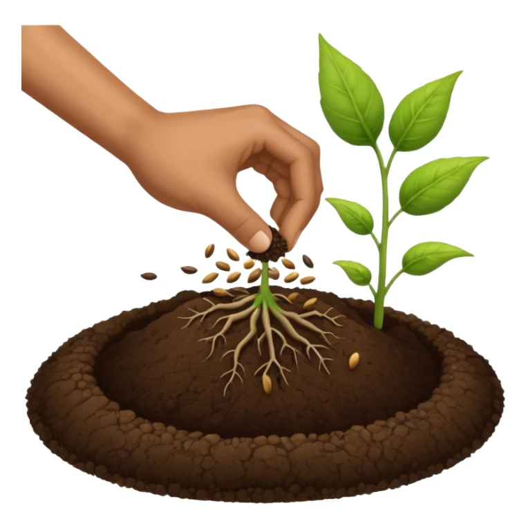 eine hand soll in die erde samen tun, ohne das nab abdere pflanzen sieht sticker