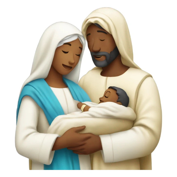 Mary and Joseph holding baby Jesus sticker