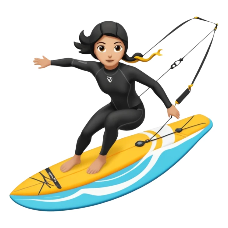 Surfista con neopreno negro largo en el mar haciendo kite surf y un loop sticker