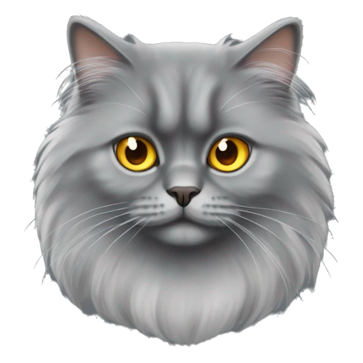 Persian gray cat with big fur and yellow/orange eyes sticker