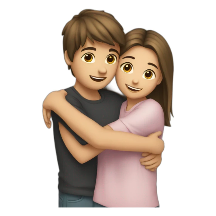 boy ans girl huging sticker