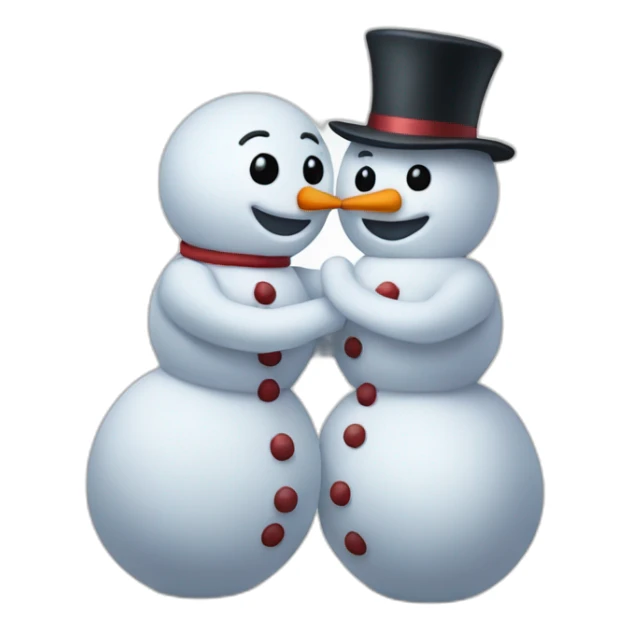 full body two snowmen kiss hug sticker