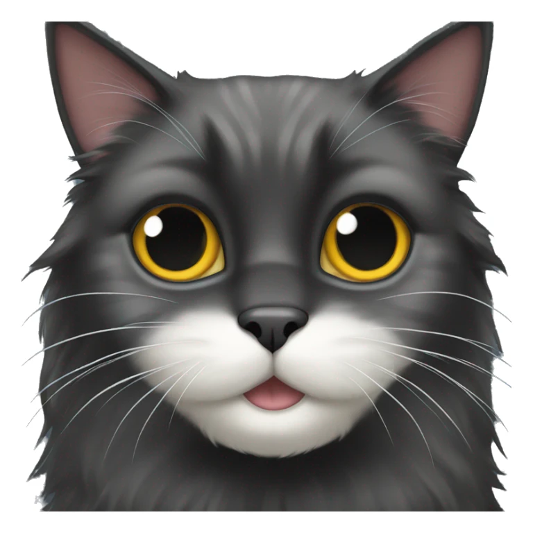 black cat domestic long-haired with white spot on the muzzle sticker