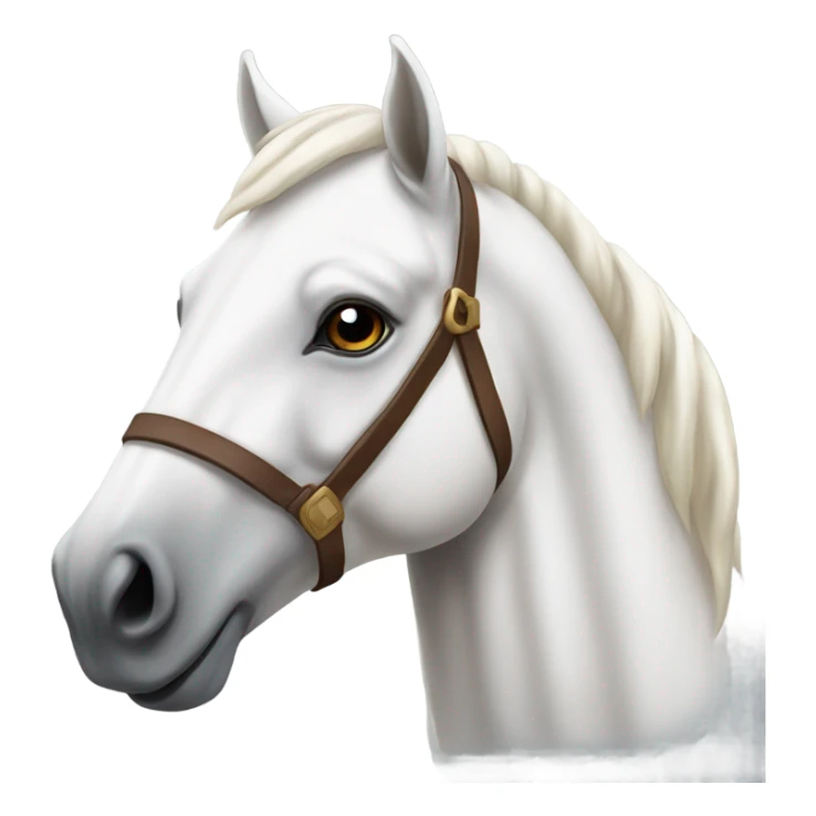 White horse with brown face and a white blaze sticker