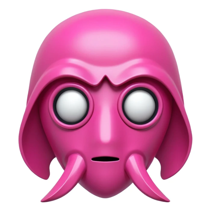 Squid Game pink guard mask with square shape on face, 3D style, smooth and glossy sticker