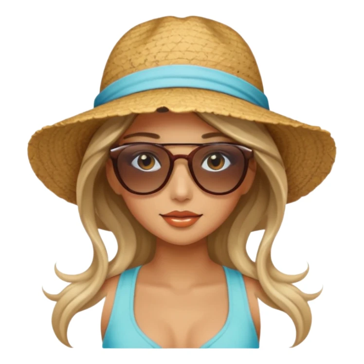 pretty girl with long hair and highlights makeup 🐬 at the beach. 🏝️ sticker