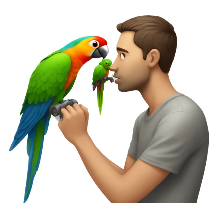 Male emoji sniffing a parrot  sticker
