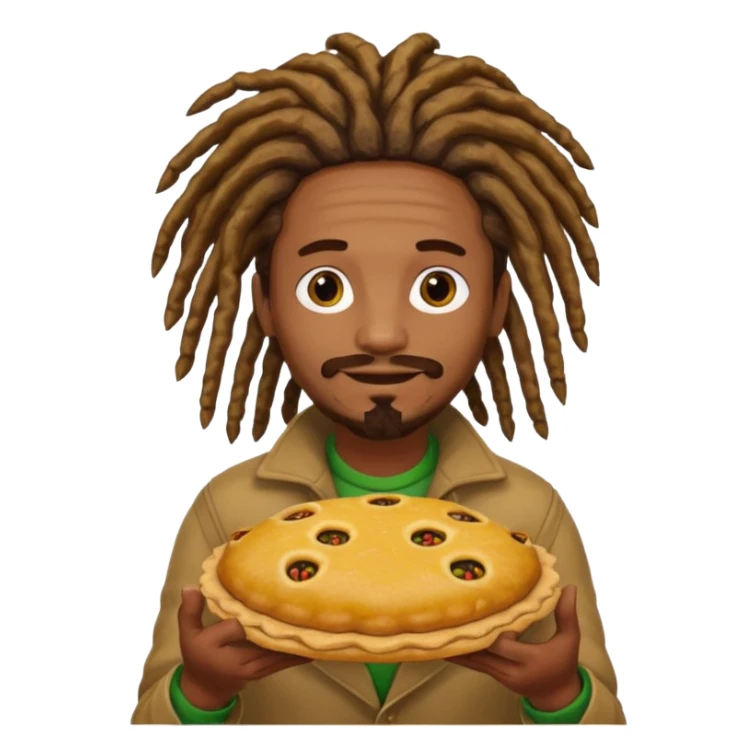 Man with dreadlocks holding a Jamaican beef patty  sticker