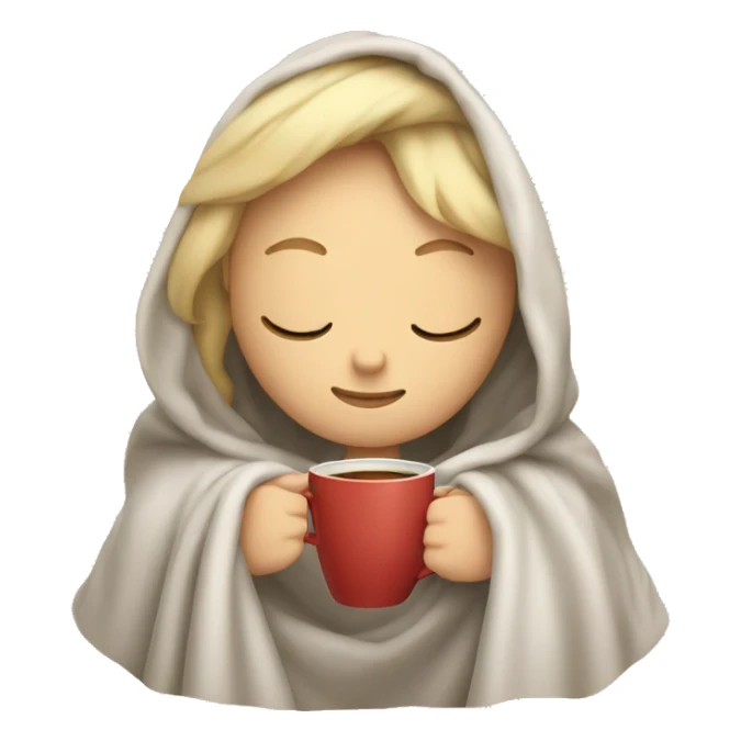 Blond girl inside a blanket sipping coffee eyes closed sticker