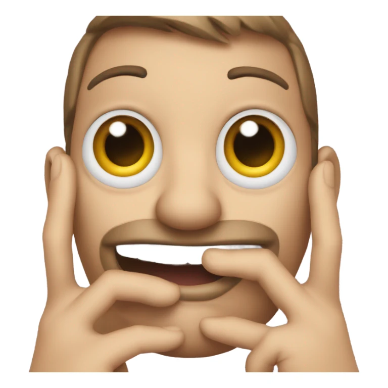 Rolling eyes emoji with hand across mouth sticker