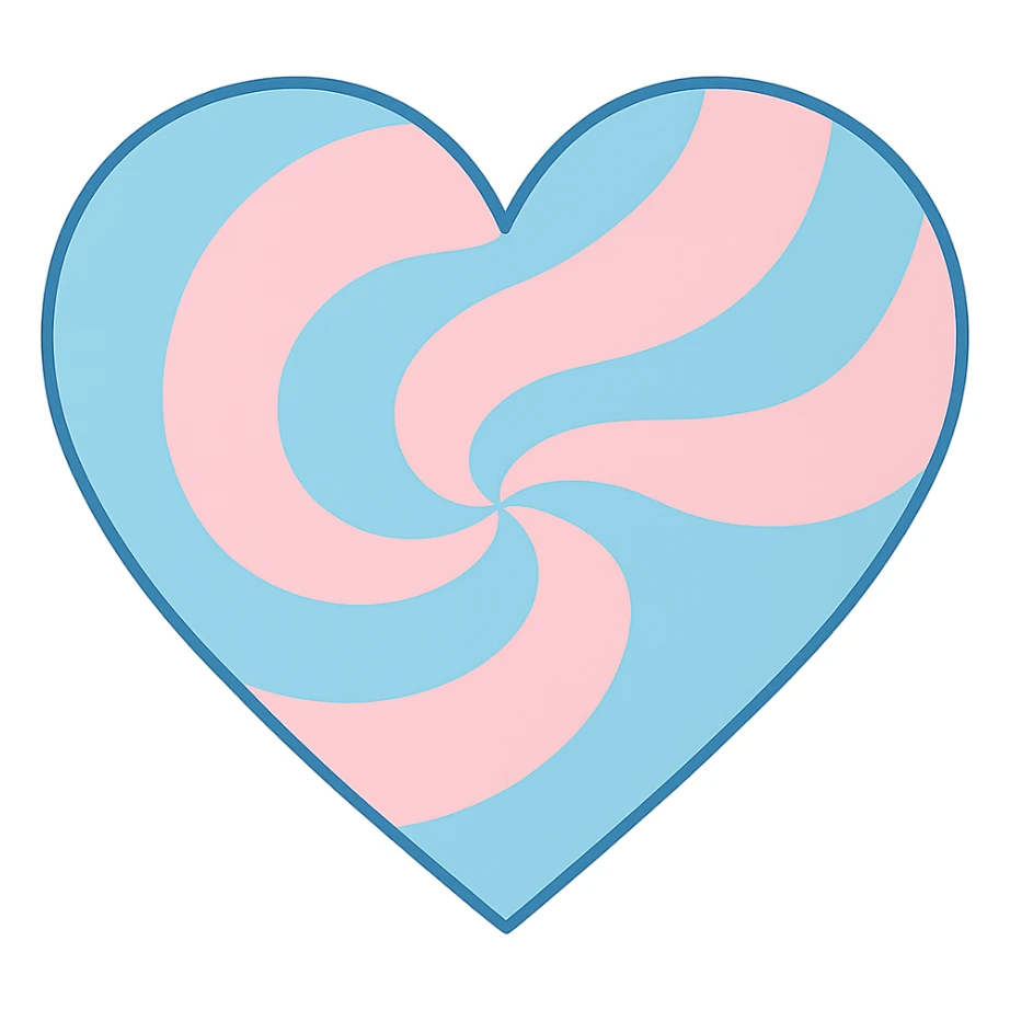 heart with a pastel blue and pink swirl, clean digital illustration sticker