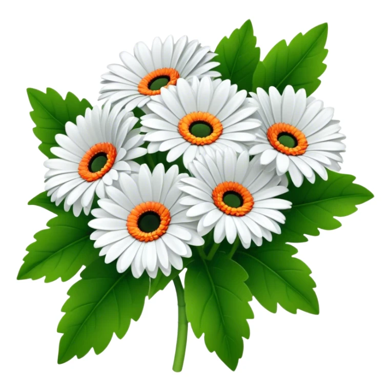 bouquet Gerbera Daisy White, luxuriant, leaf, bud sticker