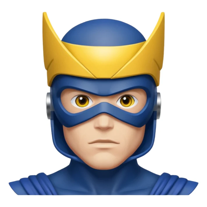 marvel superhero cyclops x-men. blue cowl with iconic yellow visor with red stripe through sticker
